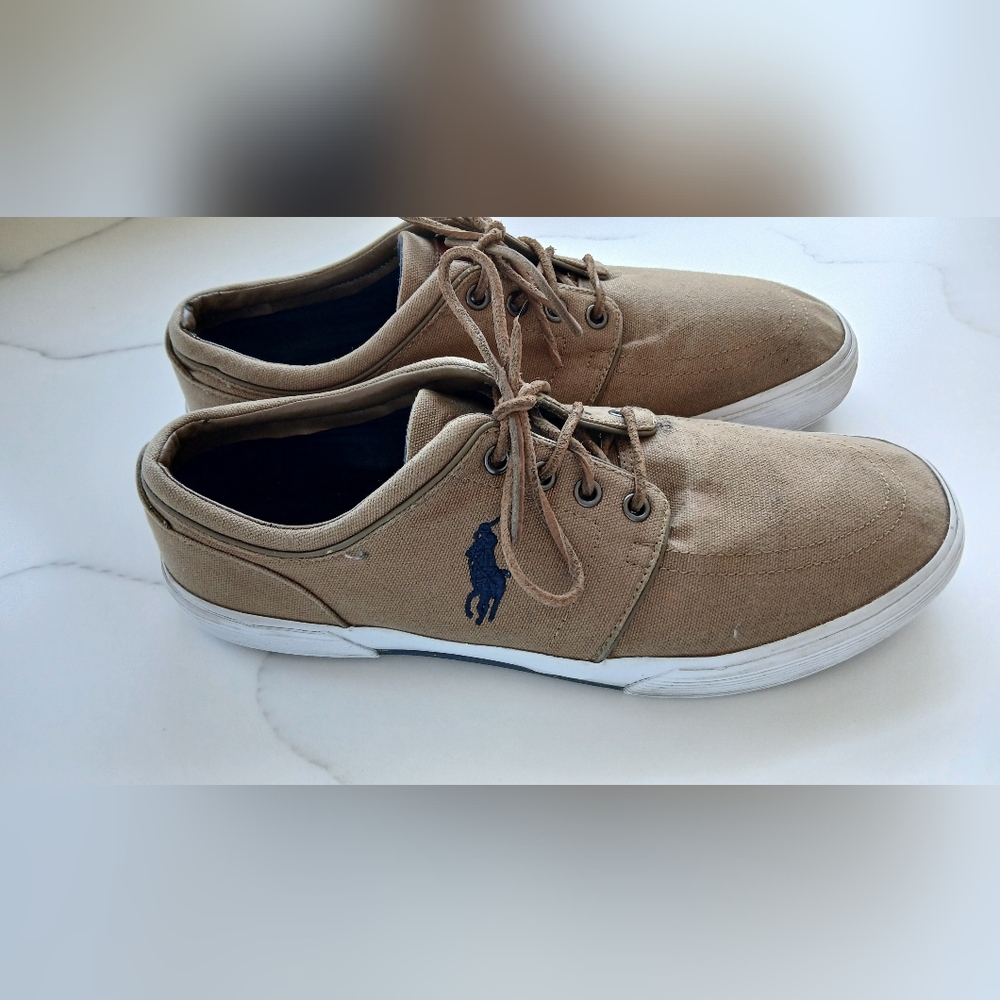 Polo Ralph Lauren Faxon X Low Top Canvas Sneakers Tan Beige Men’s Size 11D